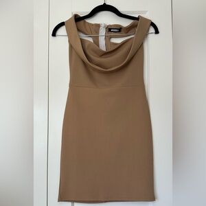 Missguided Bardot Mini Dress (camel)